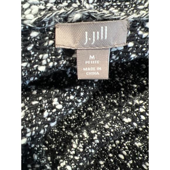 J.Jill Black/White Single Button Cardigan Size MP Petite Minimalist Cottage Easy - Picture 6 of 10